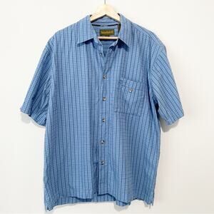 Timberland blue cheeked short sleeve shirt size large mens top button down